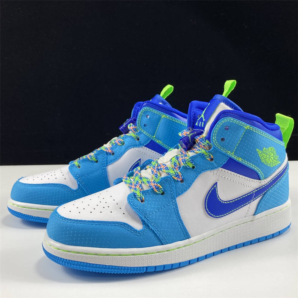 Jordan 1 Mid Sprite Blue GS - Click Image to Close