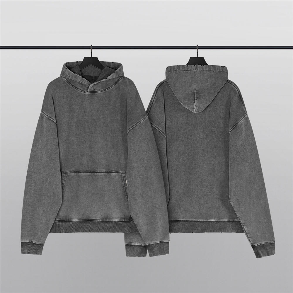 FOG represent pure color washed to make old hoodie dark grey