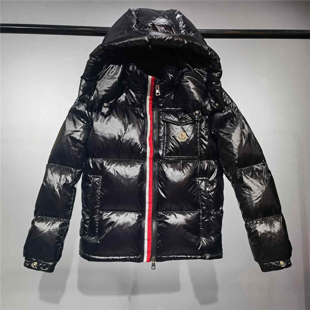 Moncler Montbeliard Three-color webbing down jacket Black