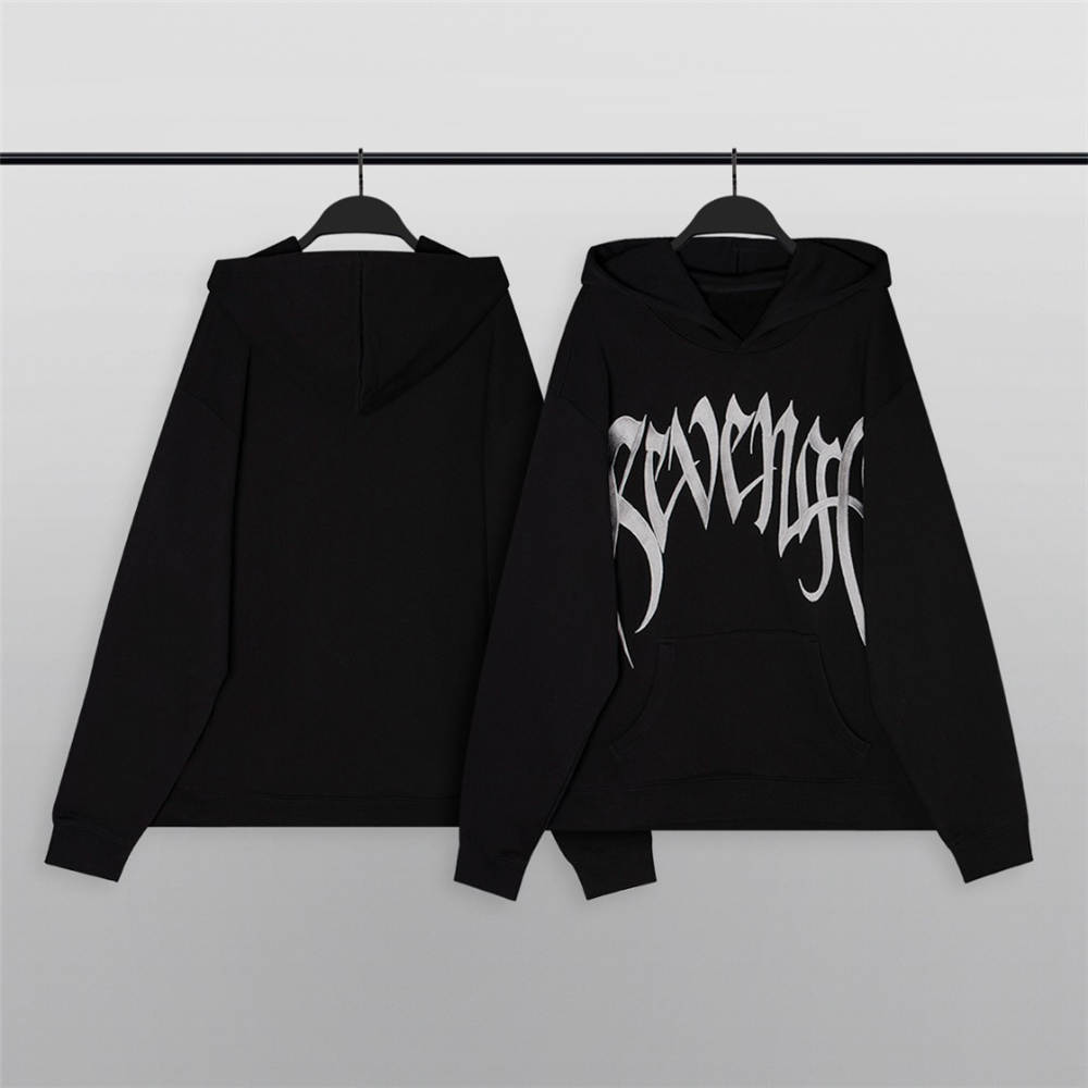 FOG REVENGE Embroidered letter hoodie black