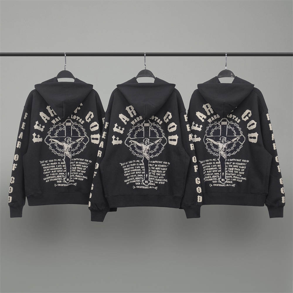 FEAR OF GOD Jesus Christmas exhibition limited hoodie black