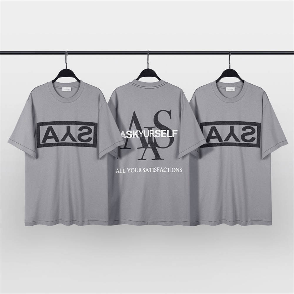 FOG Askyurself embossed letter print short-sleeved T-shirt grey