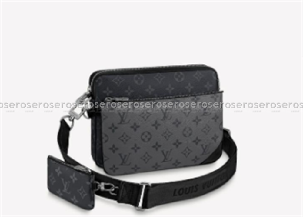Louis Vuittom Men Multi Pochette Black Gray Bag