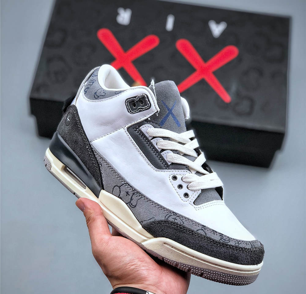 BespokeIND x KAWS x Air Jordan 3 Retro SP Grey White - Click Image to Close