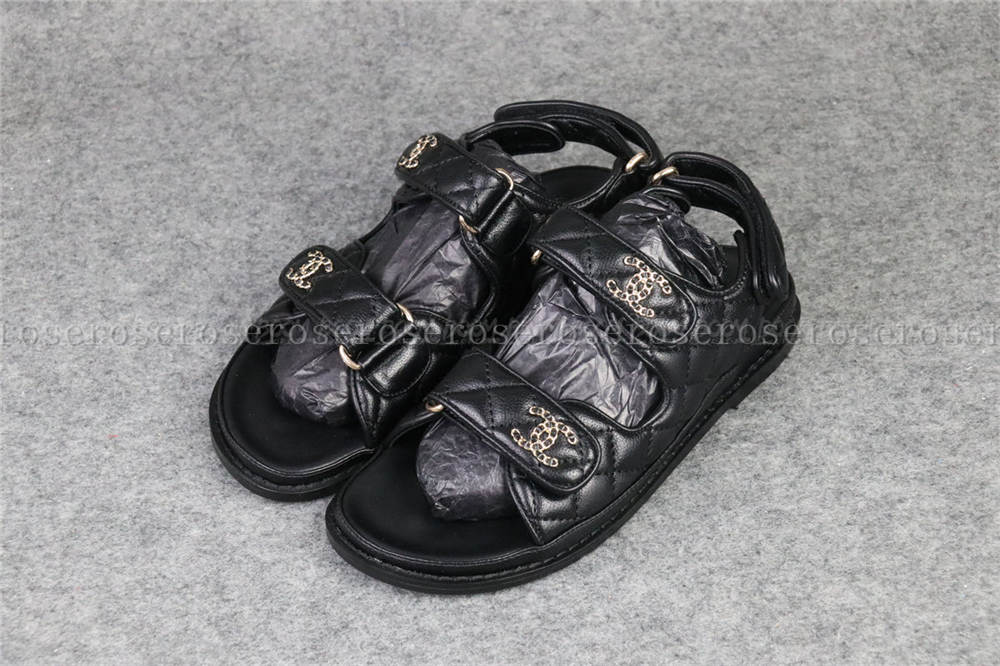 Chanel Dad Sandals leather sandal BLACK