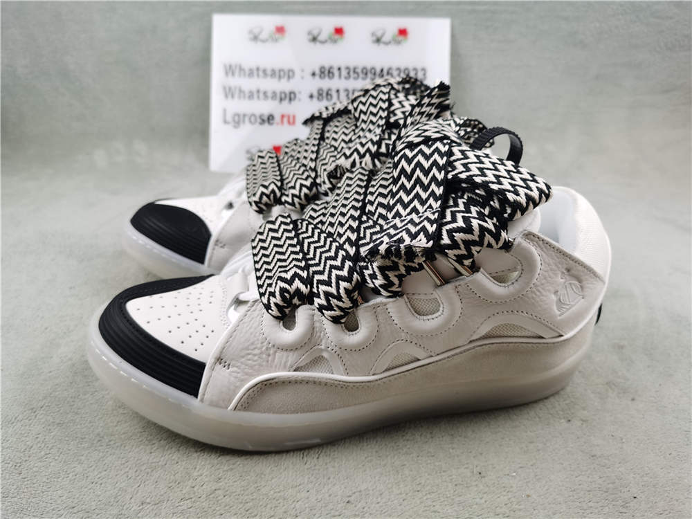 Lanvin Leather Curb Sneakers white black,New Products : Rose Kicks, Rose Kicks