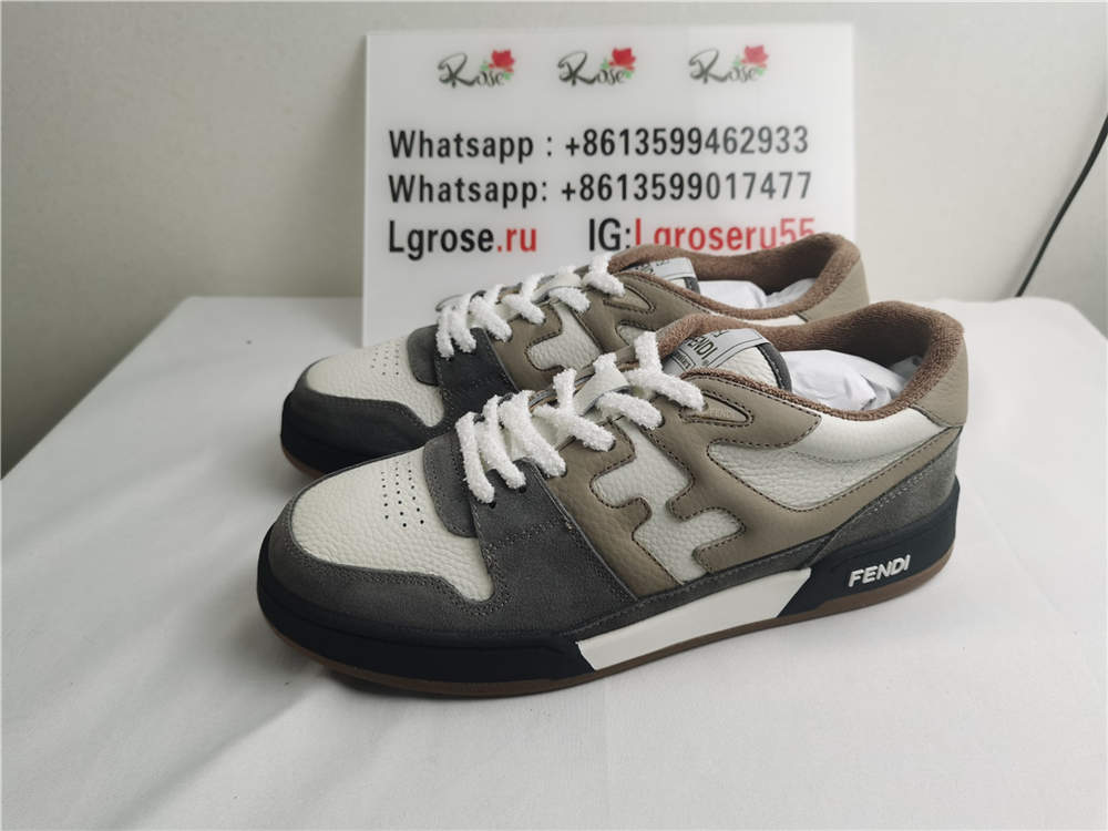 Fendi FF Mixed Leather Low Dove Grey
