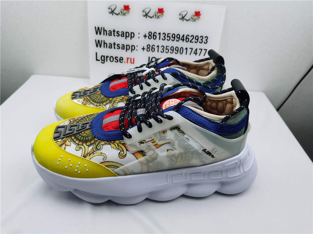 Versace Chain Reaction Low Cut Sneakers Yellow White