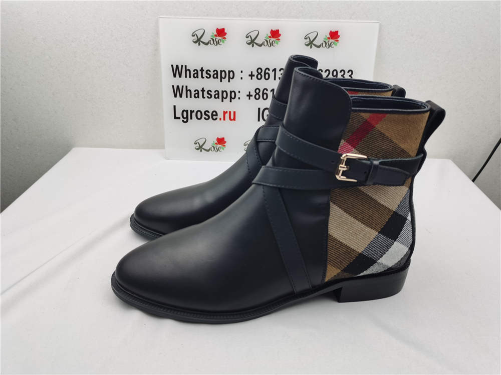 Burberry House Check and Leather Ankle Boots,New Products : Rose Kicks, Rose Kicks