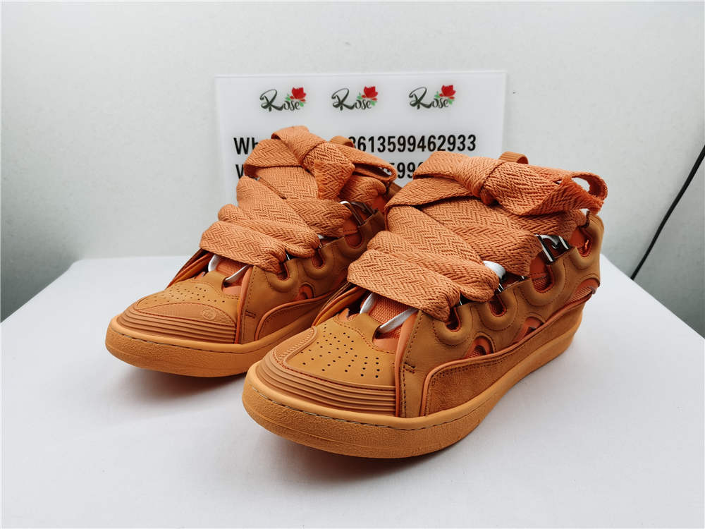 Lanvin Leather Curb Sneaker Orange,New Products : Rose Kicks, Rose Kicks